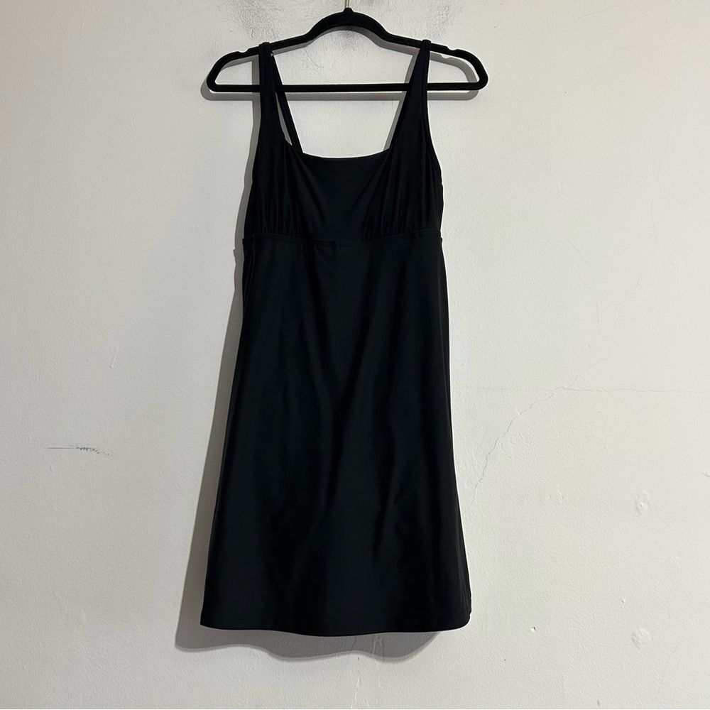 Lands' End Black Stretch Slimming Swim Tank Dress Size 10